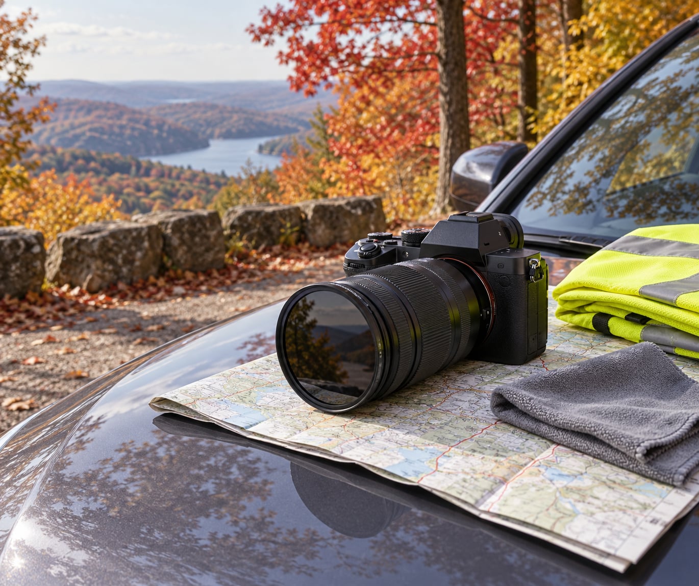 how to photograph fall foliage from a car pullout