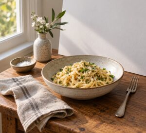 how to style a food photo on a small table