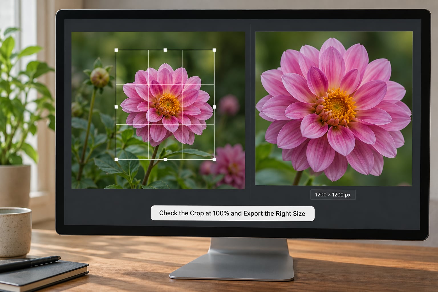 Check the Crop at 100% and Export the Right Size