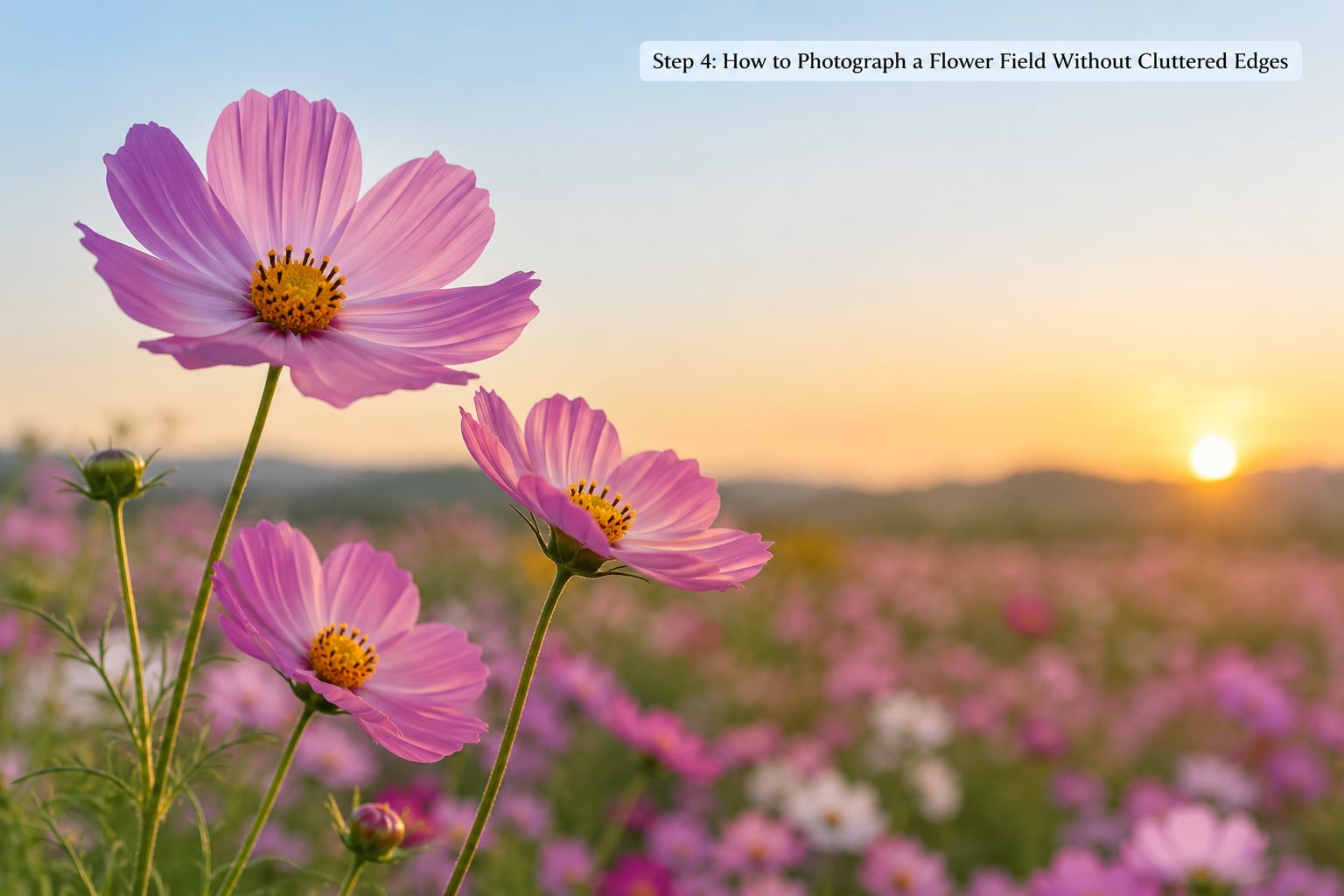 Step 4: How to Photograph a Flower Field Without Cluttered Edges