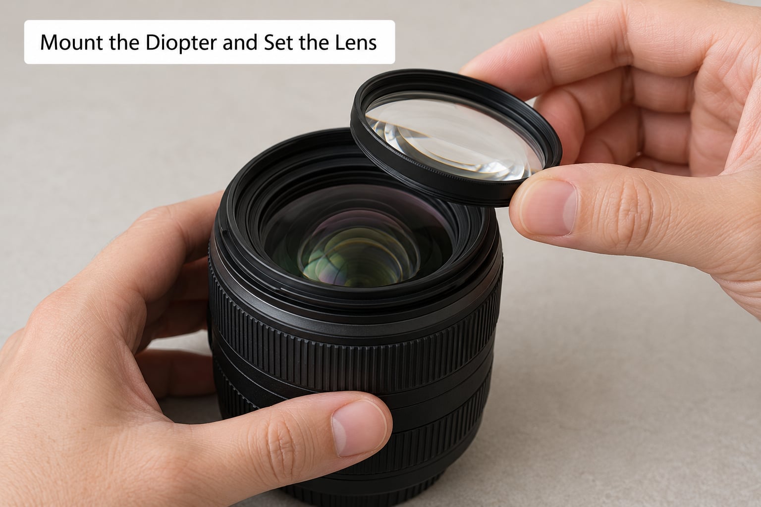 Mount the Diopter and Set the Lens