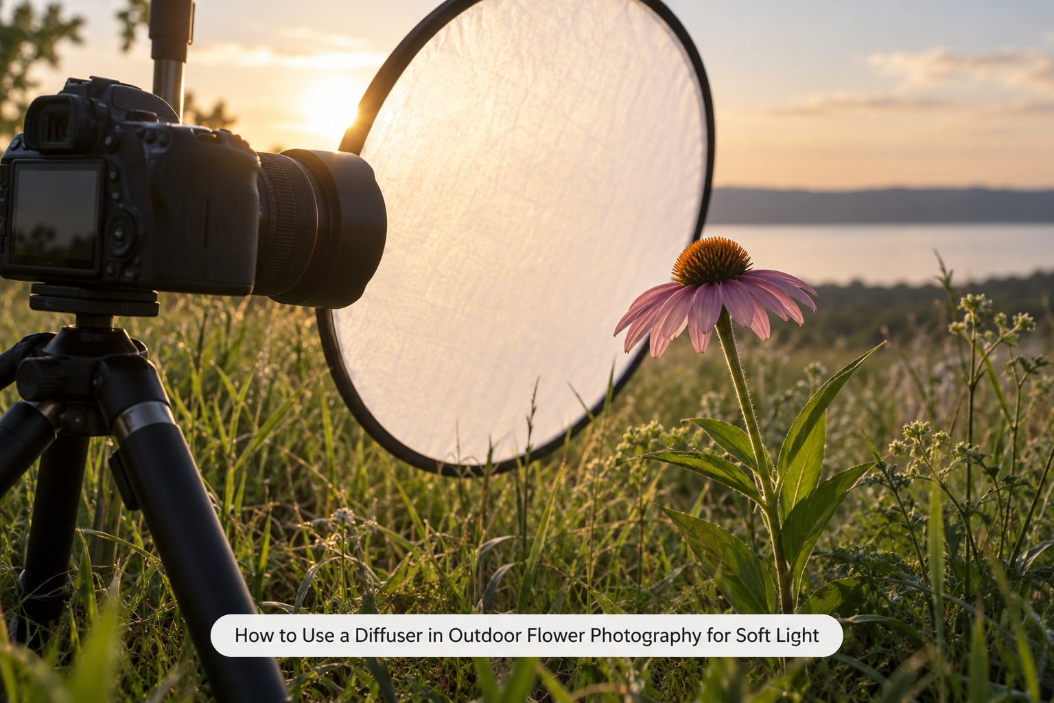 How to Use a Diffuser in Outdoor Flower Photography for Soft Light
